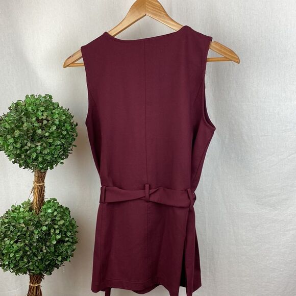 Ann Taylor Red Sleeveless Belted Knit Top PL - Picture 3 of 5